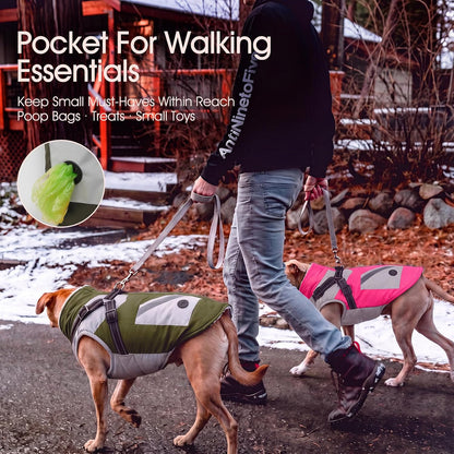 Large Dog Coat with Harness Built In,Reflective Waterproof Dog Coat