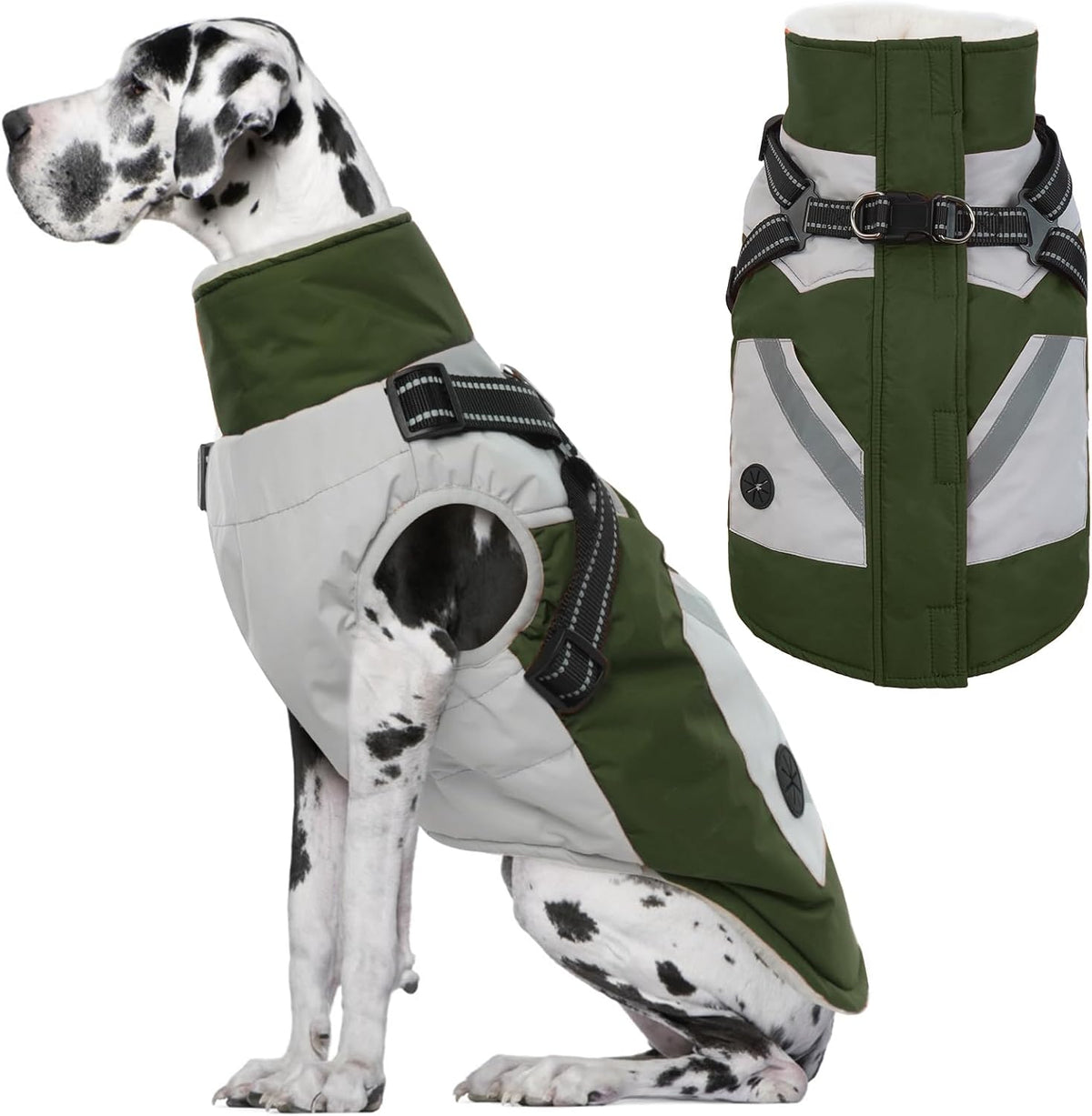 Large Dog Coat with Harness Built In,Reflective Waterproof Dog Coat