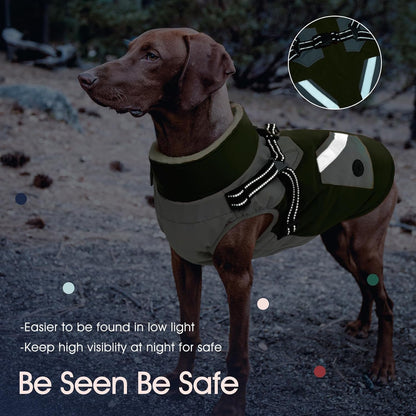 Large Dog Coat with Harness Built In,Reflective Waterproof Dog Coat