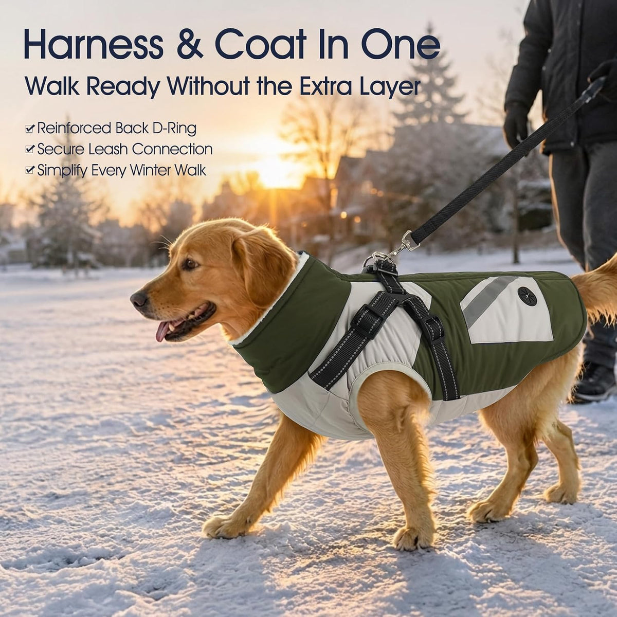 Large Dog Coat with Harness Built In,Reflective Waterproof Dog Coat